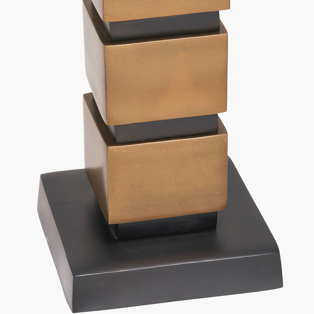 Maximo Antique Brass & Matt Black Cube Design Table Lamp - Base Only